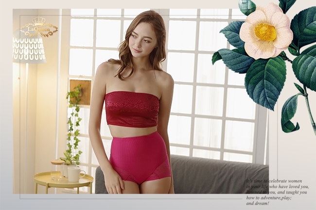 塑褲 美體中高腰縮腹蠶絲褲-桃紅 La Queen