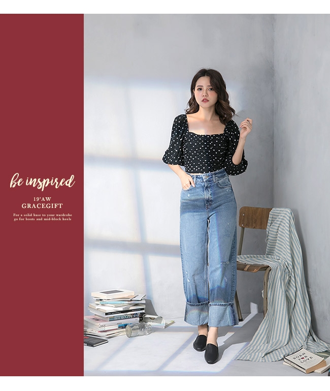 Grace gift-簡約方頭素面樂福鞋 黑