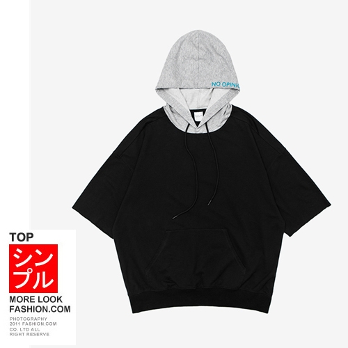 FASHION館 下北澤古著拚色連帽落肩短T oversize