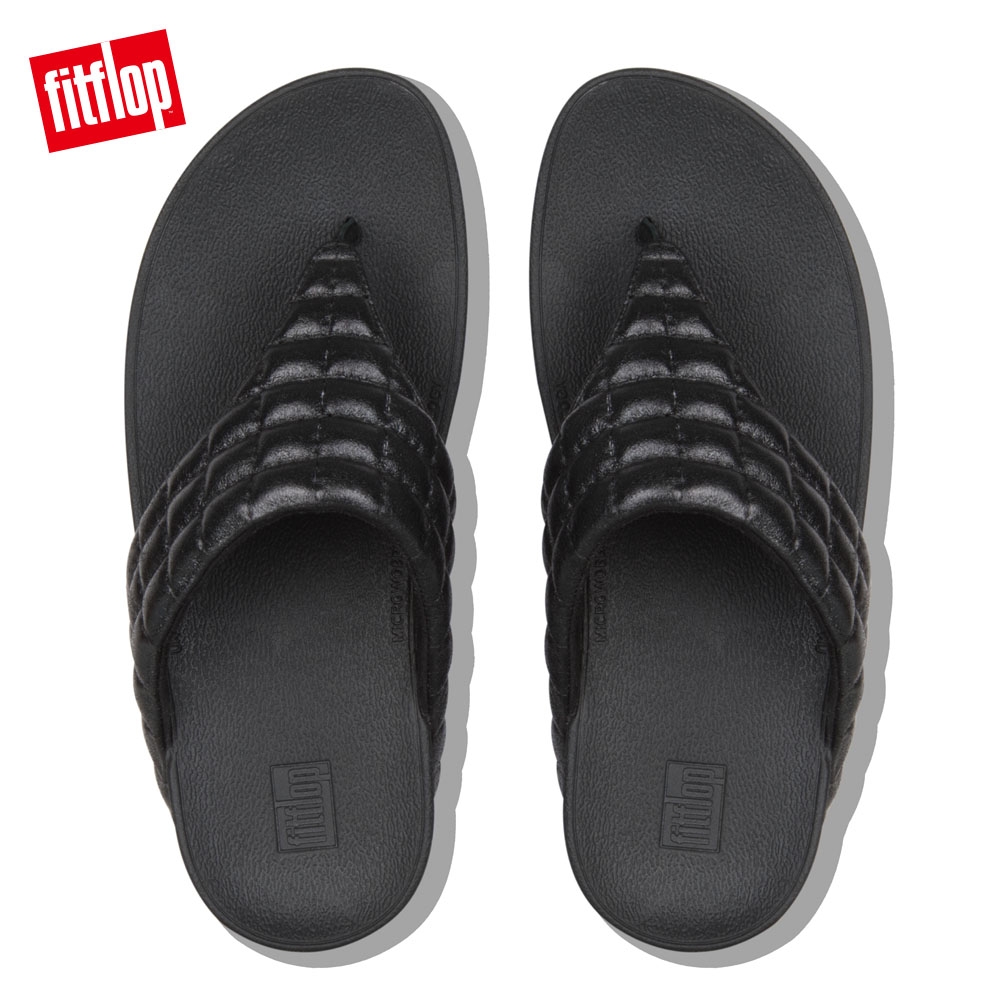 FitFlop LULU PADDED SHIMMY TOE THONGS 黑色