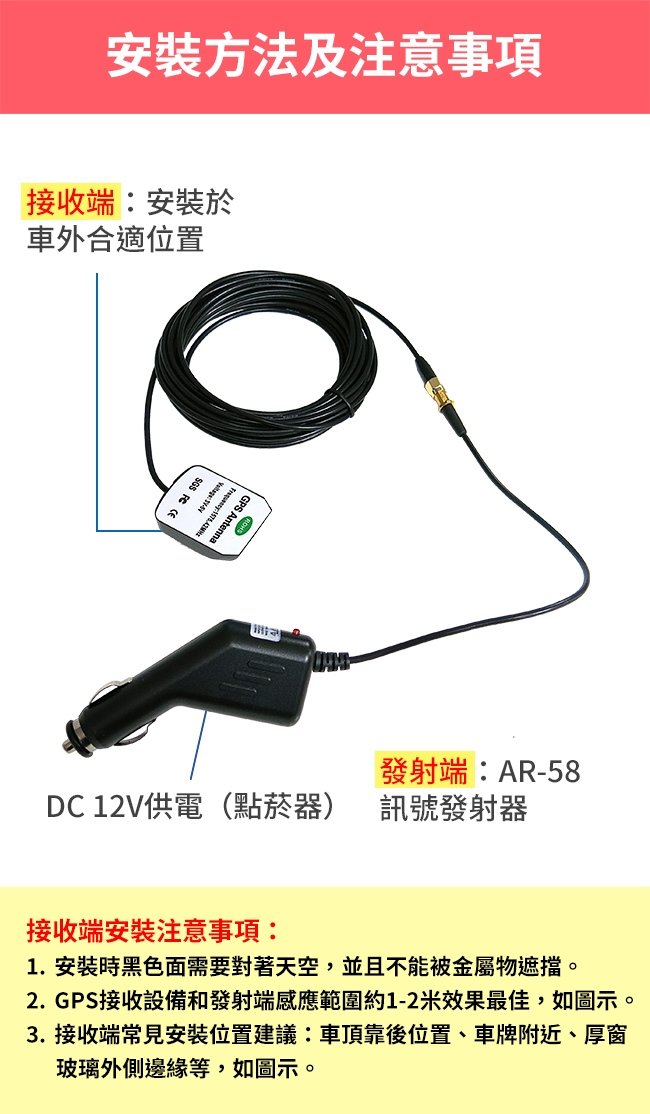 AR-58感應式天線-不支援外接天線的導航機有福 媲美AR50-急速配