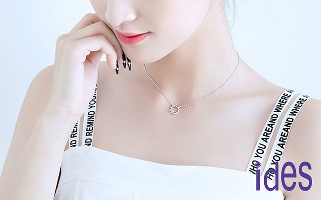 ides愛蒂思 日韓時尚設計純銀晶鑽項鍊鎖骨鍊/花冠