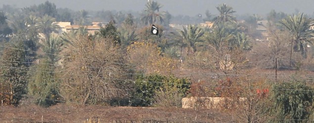 An Islamist flag flying near Sayed Ghareeb, north of Baghdad, Iraq, on Jan. 2 (Mohammed Sawaf/AFP)