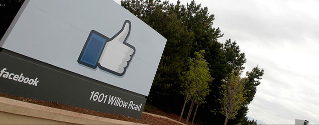 A sign at Facebook headquarters in Menlo Park, Calif. (AP)