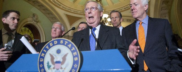 Senate Majority Leader Mitch McConnell on Capitol Hill on Feb. 23. (J. Scott Applewhite/AP)