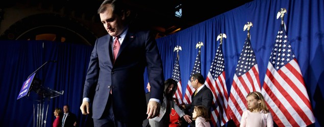 Sen. Ted Cruz walks off the stage after suspending his campaign in Indianapolis. (Darron Cummings/AP)