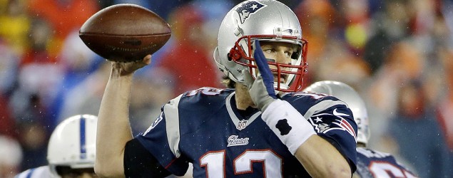 New England Patriots quarterback Tom Brady looks to pass during the first half of the NFL football AFC Championship game against the Indianapolis Colts. (Matt Slocum/AP)