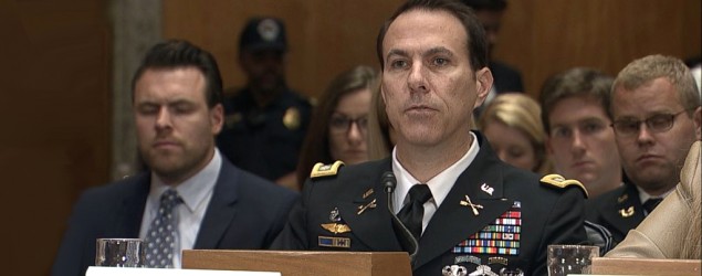 Army Special Forces Lt. Col. Jason Amerine testified before the Senate Homeland Security and Governmental Affairs Committee. (Via ABC News)