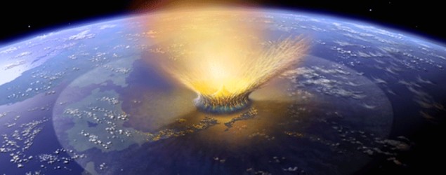 Artist’s impression of a 6-mile-wide asteroid striking the Earth (Don Davis, via LiveScience)