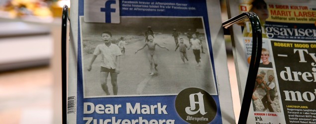 The Pulitzer Prize-winning photo of a naked girl and others fleeing a napalm attack in Vietnam in 1972 is highlighted on the front page of a newspaper in Norway. (AP)