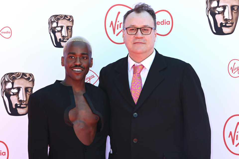 LONDON, ENGLAND - MAY 08: Ncuti Gatwa and Russell T Davies attend the Virgin Media British Academy Television Awards at The Royal Festival Hall on May 08, 2022 in London, England. (Photo by Dave J Hogan/Getty Images)