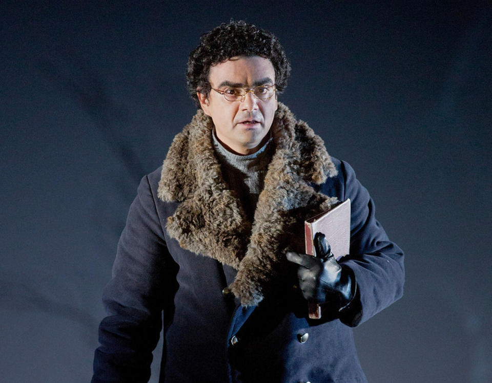 This Nov. 21, 2013 photo released by the Metropolitan Opera shows Rolando Villazon Lenski in Tchaikovsky's "Eugene Onegin," at the Metropolitan Opera in New York. (AP Photo/Metropolitan Opera)