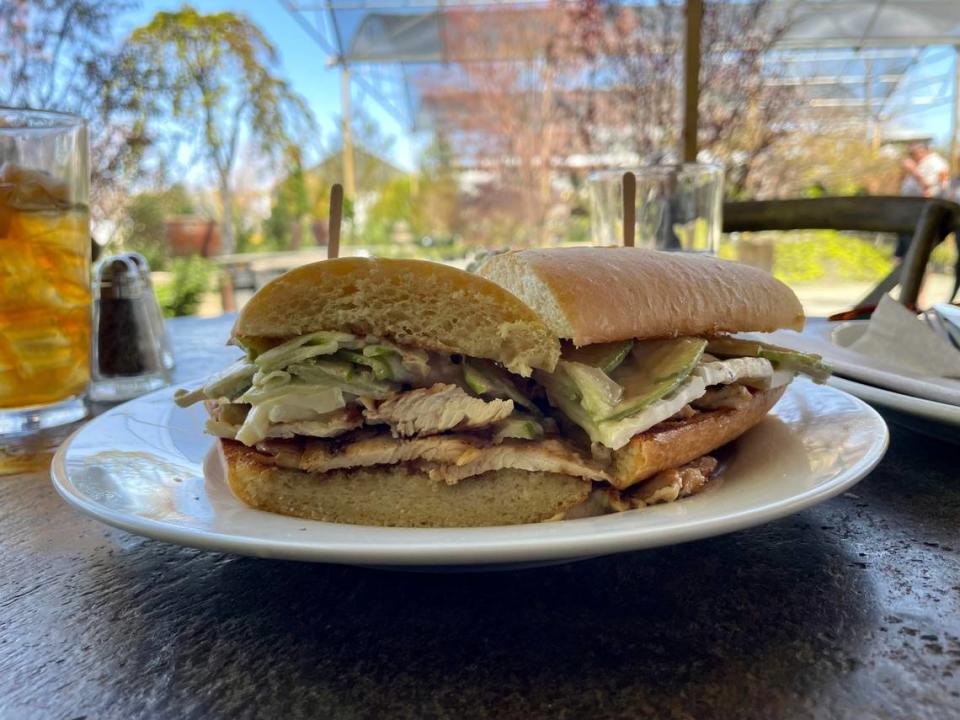 High-Hand Cafe’s chicken cider sandwich includes Brie, Granny Smith slices and apple butter.