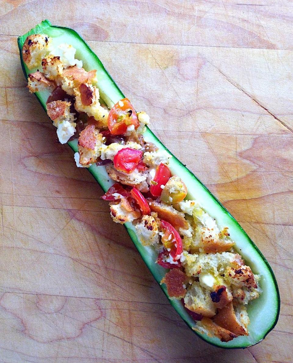 Tomato, Feta, and Breadcrumbs-Stuffed Zucchini