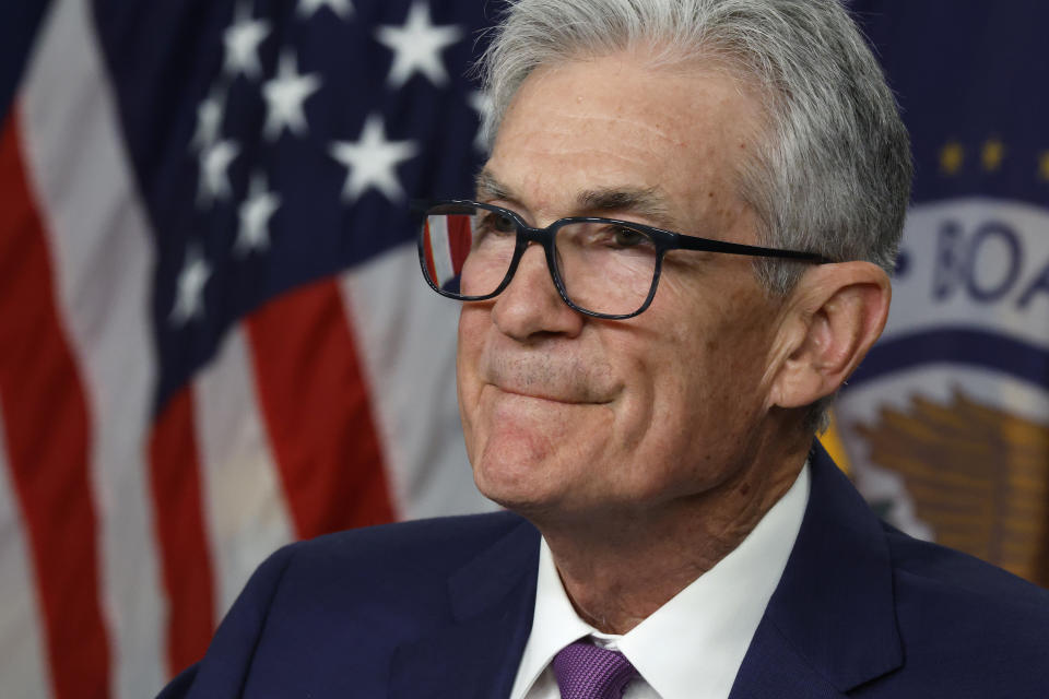 WASHINGTON, DC - MAY 01: Federal Reserve Bank Chair Jerome Powell announces that interest rates will remain unchanged during a news conference at the bank's William McChesney Martin building on May 01, 2024 in Washington, DC. Following the regular two-day Federal Open Markets Committee meeting, Powell said the U.S. economy continues to show momentum and inflation has remained high in recent months, informing the Fed's decision to keep their current 5.33 percent rate setting.  (Photo by Chip Somodevilla/Getty Images)