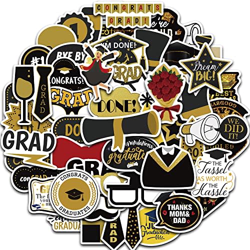 YUJUN 52PCS Graduation Stickers,Class of 2023 Graduation Scrapbooking Self-Adhesive Stickers Decals Label for Graduates High School College Graduation Party Favor Celebration Decorations Supplies