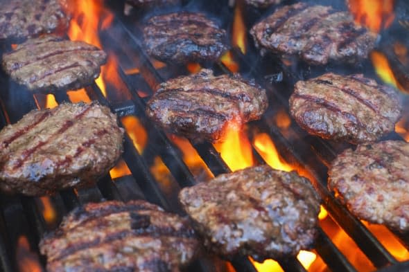 Hamburgers on bbq