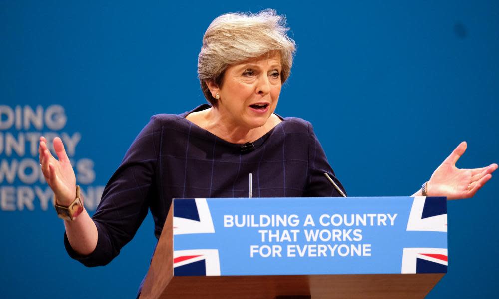 Prime Minister Theresa May speaks during the Conservative party conference in Manchester on 4 October. 