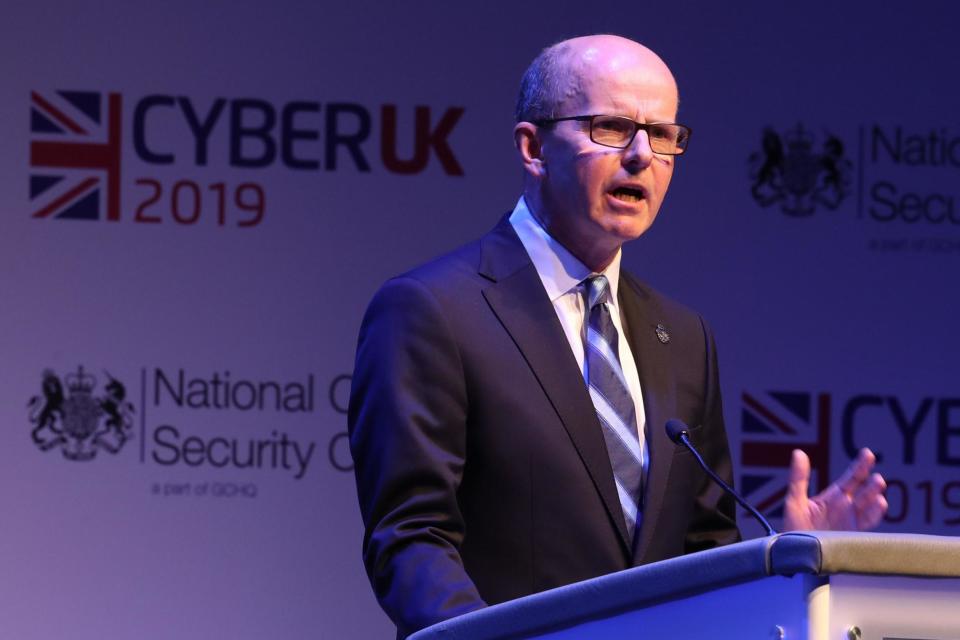 Jeremy Fleming, Director of GCHQ, gives a keynote speech at the National Cyber Security Centre (NCSC) annual conference (PA)