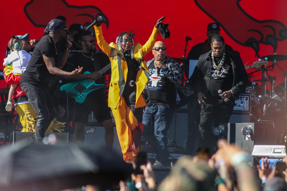 Lauryn Hill of the Fugees performs during the YG Marley set on the Coachella Stage during the Coachella Music and Arts Festival in Indio, Calif., on Sunday, April 14, 2024.