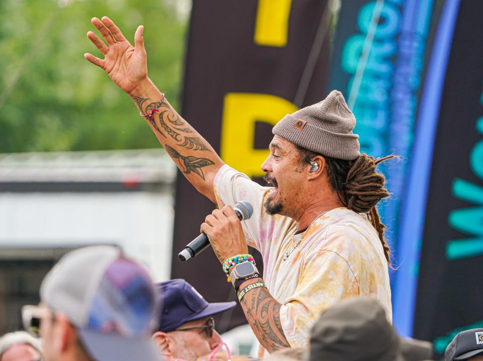 Michael Franti and Spearhead perform during day two of the Wonder Road music festival on Sunday, June 18th, 2023, at Garfield Park in Indianapolis. 