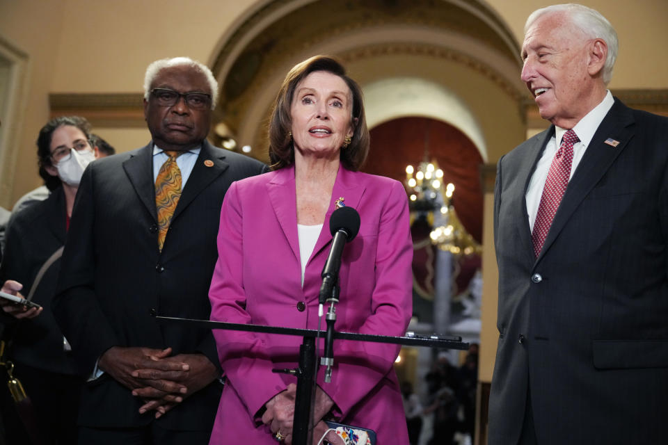 Nancy Pelosi conducts a news conference on plans to move forward with the Build Back Better Act