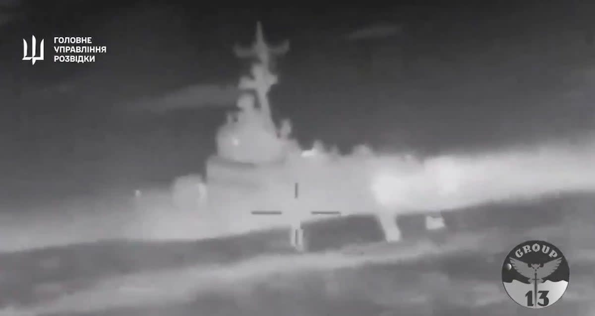 Ukraine claims it used sea drones to sink Russian war ship in Black Sea (Ukraine's military intelligence agency, GUR/Twitter)