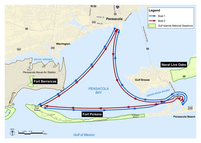 The Pensacola Bay City Ferry will depart at 9 a.m. each weekend this year and take passengers between their three port locations in downtown Pensacola, Pensacola Beach and the Fort Pickens area.