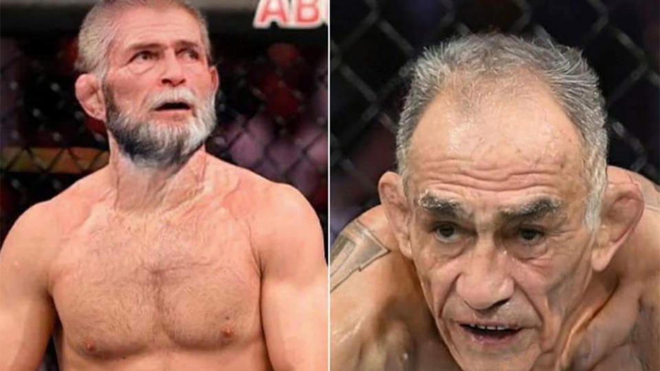 Khabib Nurmagomedov (pictured left) look up and Tony Ferguson (pictured right) looking at his opponent.