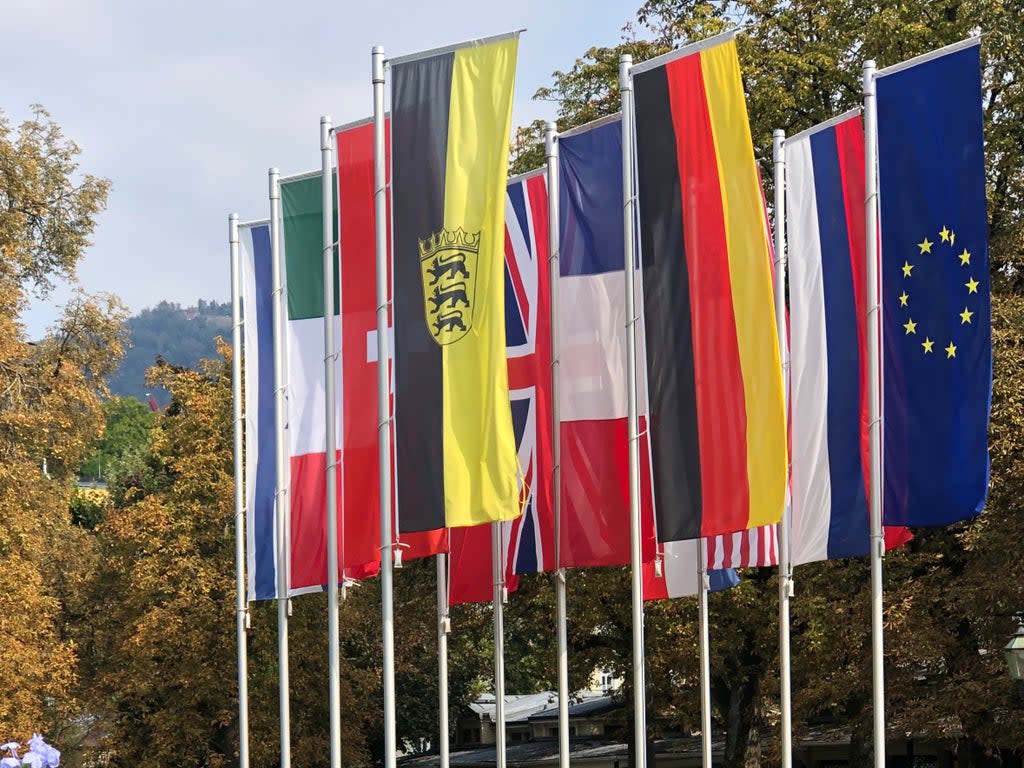 Off limits: flags in Baden Baden, southwest Germany (Simon Calder)