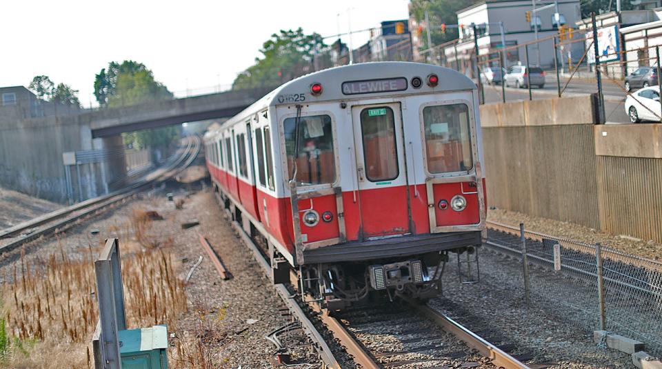 A Red Line train heads to Quincy Center on Tuesday, July 27, 2021.