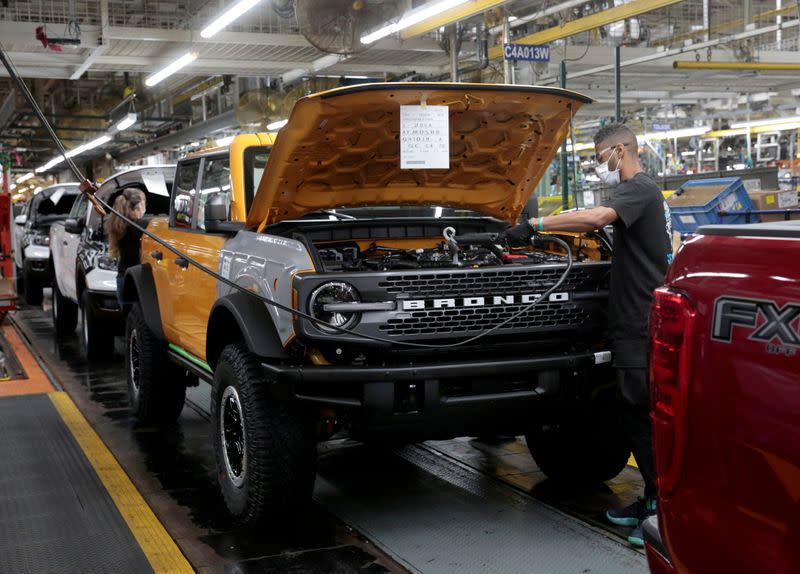 FILE PHOTO: The Ford 2021 Bronco SUV is seen on the assembly line at Michigan Assembly Plant