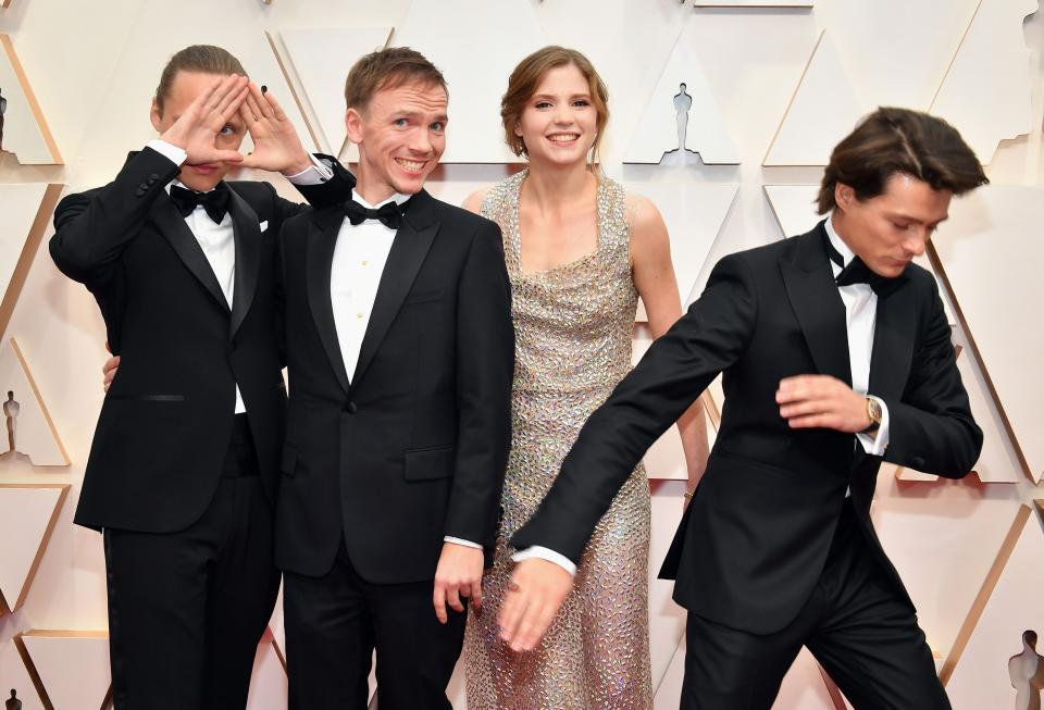 HOLLYWOOD, CALIFORNIA - FEBRUARY 09: Bartosz Bielenia, Tomasz Zietek, director Jan Komasa and Eliza Rycembel attend the 92nd Annual Academy Awards at Hollywood and Highland on February 09, 2020 in Hollywood, California. (Photo by Amy Sussman/Getty Images)