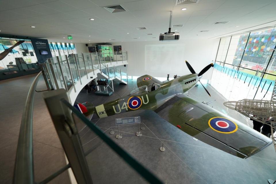 The Mark XVI Spitfire in the new £5.4 million extension to the museum (Jacob King/PA) (PA Wire)