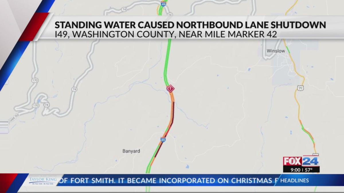 Standing water causes lane shutdown on I-49