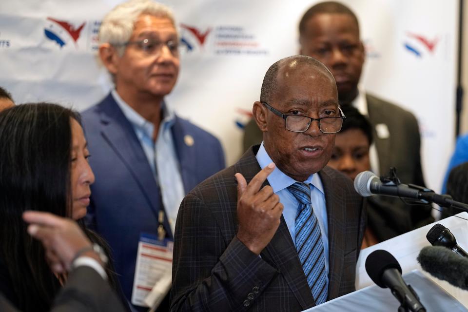 Houston Mayor Sylvester Turner speaks about voting rights on 20 September in 2022, in Houston (Copyright 2022 The Associated Press. All rights reserved.)