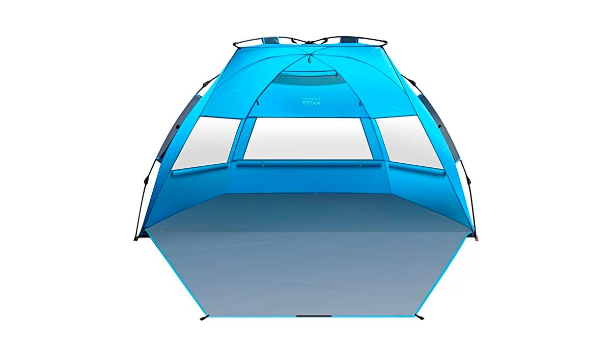 A stylish-looking portable beach tent