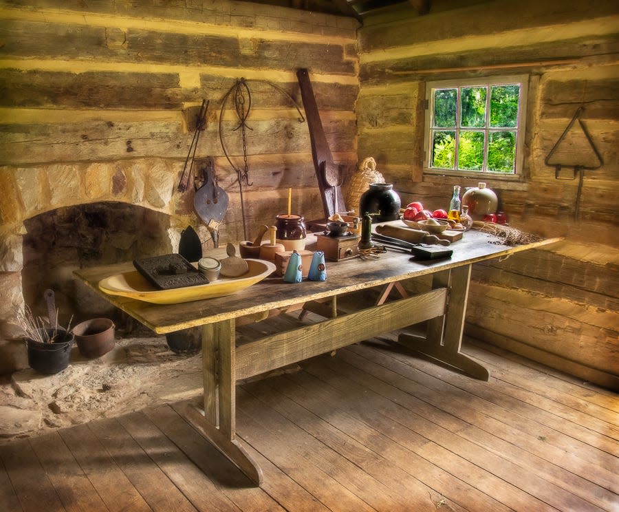 A view inside one of the historic cabins at Marble Springs historic state site.