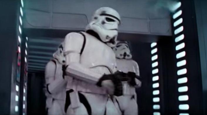 <p>As a group of stormtroopers enter a control room in <em>Star Wars: Episode IV - A New Hope</em>, one of them <a href="https://www.youtube.com/watch?time_continue=16&v=dBQaLuqwtl8" rel="nofollow noopener" target="_blank" data-ylk="slk:bangs his head on the door" class="link ">bangs his head on the door</a>. Laurie Goode, the actor who hit his head, later told <em><a href="https://www.hollywoodreporter.com/heat-vision/star-wars-40th-anniversary-head-banging-stormtrooper-explains-classic-blunder-1003769" rel="nofollow noopener" target="_blank" data-ylk="slk:The Hollywood Reporter" class="link ">The Hollywood Reporter</a></em>, "Believing I probably wasn't in frame, I expected it to end up on the cutting-room floor. But when I did see it in the cinema, I thought: "OMG, that's me!" I've been telling people the story ever since it occurred."</p>