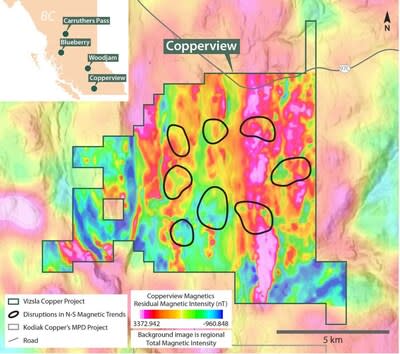 Figure 2 – Copperview Magnetic Target Areas (CNW Group/Vizsla Copper Corp.)