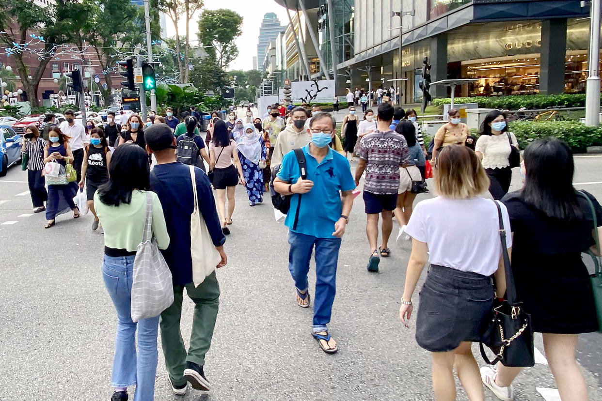 People seen along Orchard Road on 16 October 2020. (PHOTO: Dhany Osman / Yahoo News Singapore)