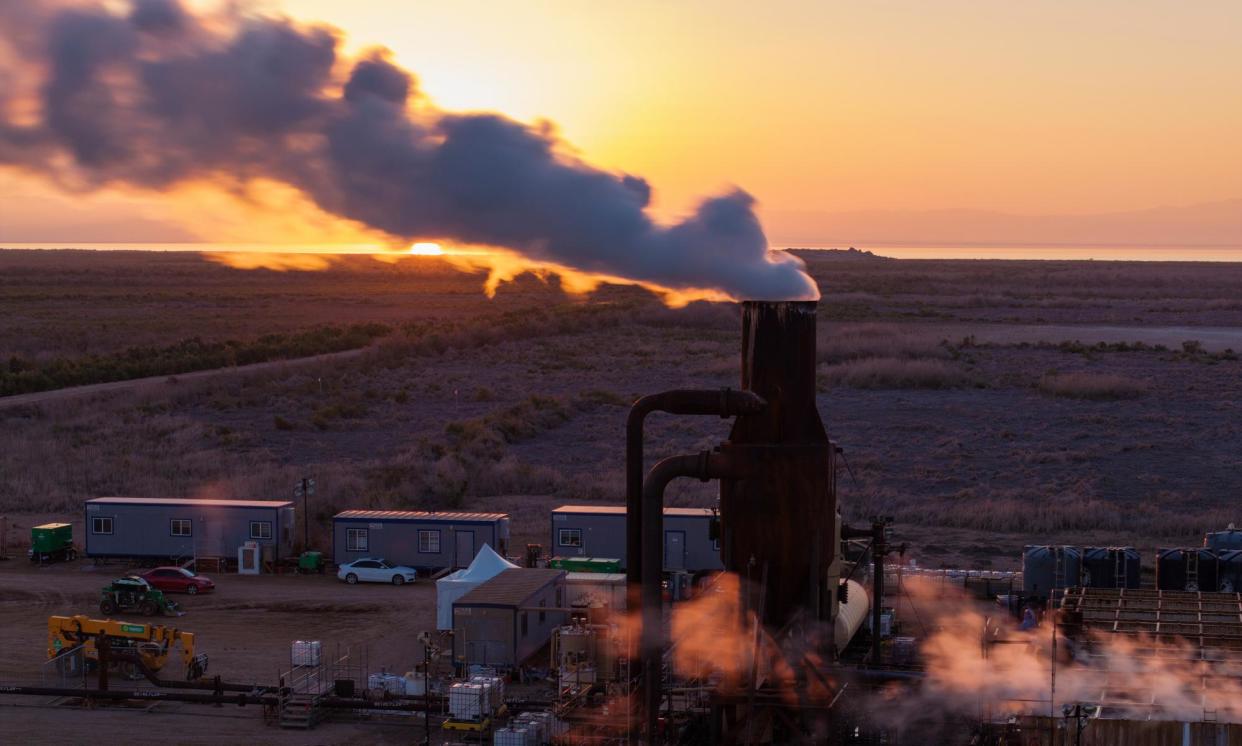 <span>Controlled Thermal Resources' Hell's Kitchen lithium and renewable power plant, near Niland, California, on 14 February 2024. </span><span>Photograph: David McNew/Getty Images</span>