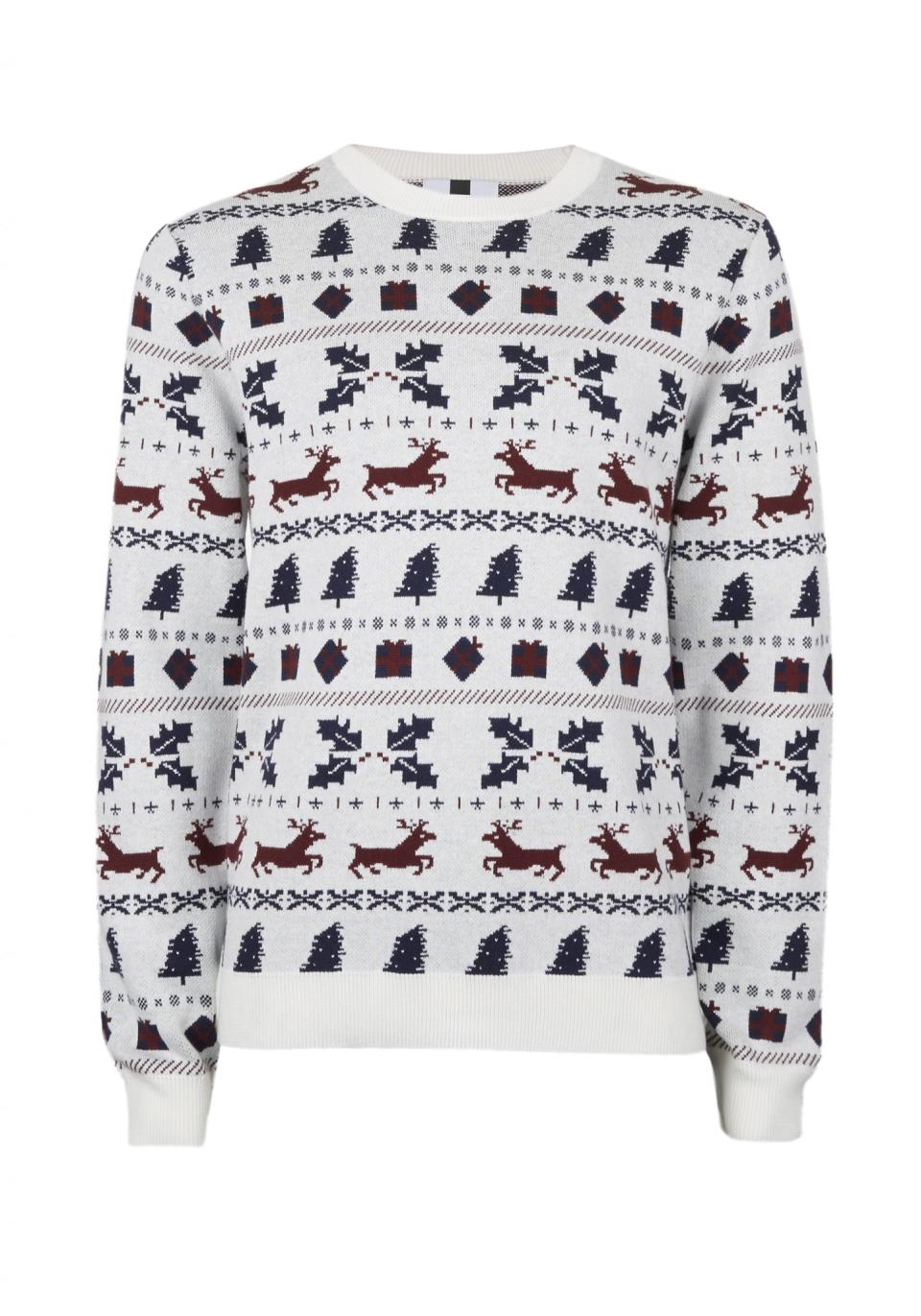 Men’s Off White Fairisle Pattern Christmas Jumper