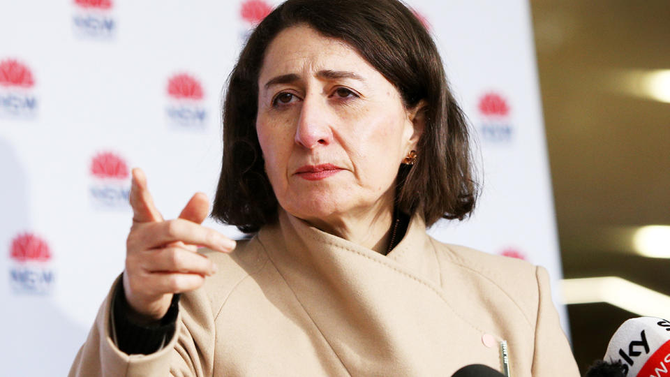 Gladys Berejiklian, pictured here speaking to the media in Sydney. 