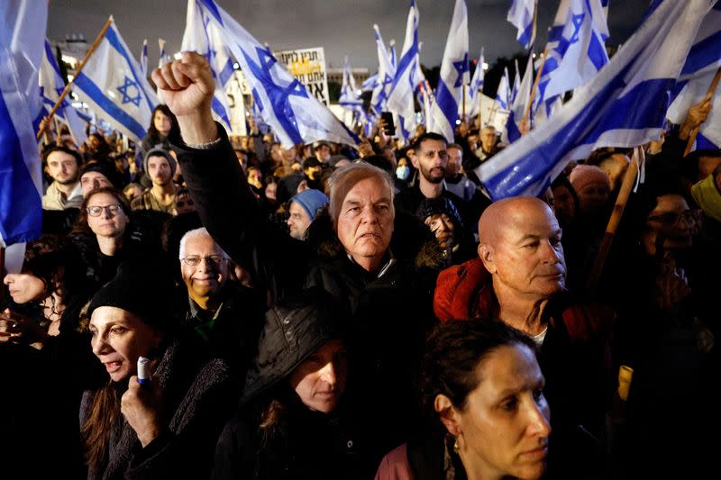 Protest against Israeli Prime Minister Benjamin Netanyahu's right-wing coalition in Tel Aviv