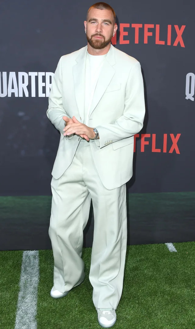 HOLLYWOOD, CALIFORNIA – JULY 11: Travis Kelce arrives at the Los Angeles Premiere Of Netflix’s “Quarterback” at TUDUM Theater on July 11, 2023 in Hollywood, California. <em>Photo by Steve Granitz/FilmMagic.</em>