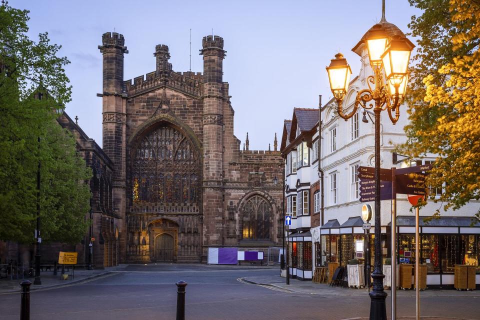 chester town hall square, chester cathedral, chester, cheshire, england