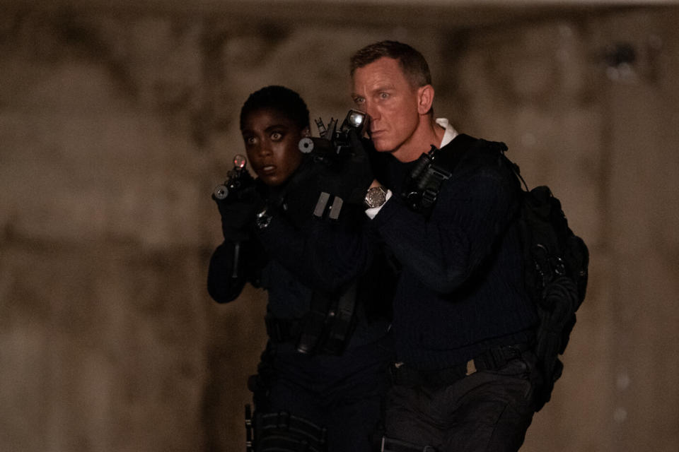 Lashana Lynch and Daniel Craig in a still from 'No Time To Die'. (Credit: Eon/Universal)