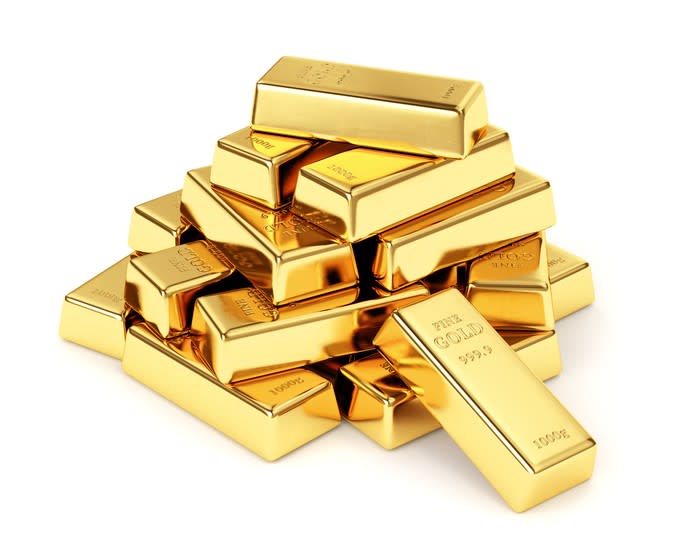 A stack of gold bars.