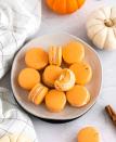 <p>These little guys really do taste like your favorite fall drink. They even have coffee marshmallow fluff in the middle!</p><p><strong>Get the recipe <a href="https://aclassictwist.com/pumpkin-spice-latte-macarons/" rel="nofollow noopener" target="_blank" data-ylk="slk:A Classic Twist;elm:context_link;itc:0;sec:content-canvas" class="link ">A Classic Twist</a>.</strong> </p>
